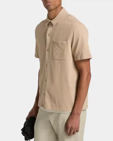 Vince Men's Sueded Jersey Button-Down Shirt | Thumbnail 7