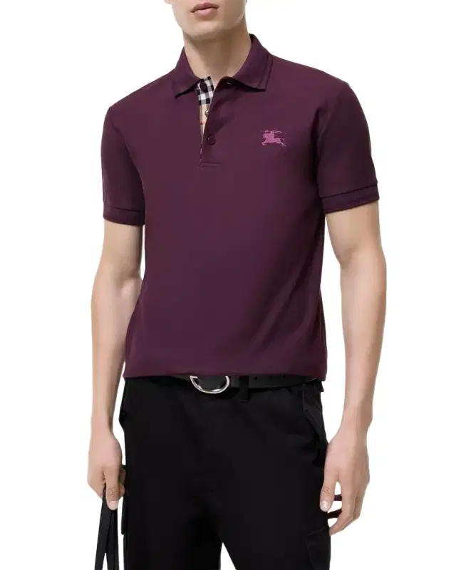 Burberry Men 's Eddie Check-Placket Cotton Polo Shirt