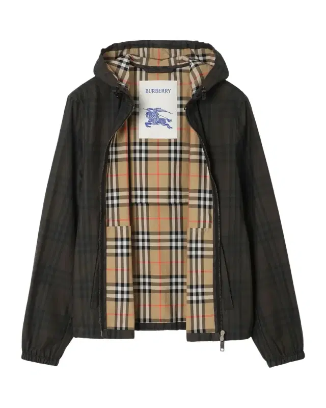 Burberry Men 's Newport Check Zip-Front Hoodie