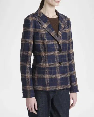 Kiton Plaid Single-Breasted Blazer | Thumbnail 4 Kiton Plaid Single-Breasted Blazer | Thumbnail 4