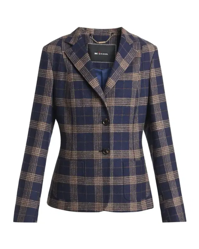 Kiton Plaid Single-Breasted Blazer