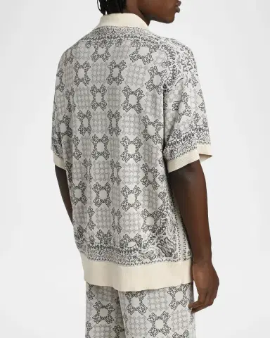 AMIRI Men's MA Quad Check Knit Short-Sleeve Shirt | Thumbnail 2 AMIRI Men's MA Quad Check Knit Short-Sleeve Shirt | Thumbnail 2
