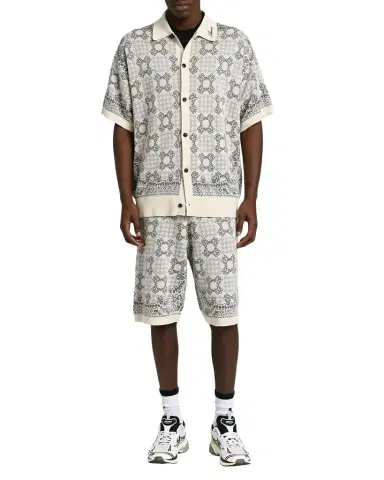 AMIRI Men's MA Quad Check Knit Short-Sleeve Shirt | Thumbnail 1 AMIRI Men's MA Quad Check Knit Short-Sleeve Shirt | Thumbnail 1