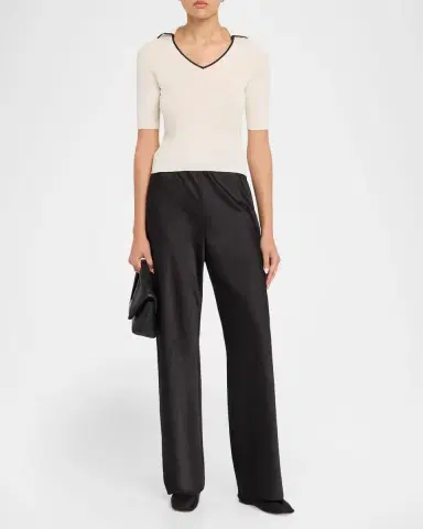 Vince Tipped Elbow-Sleeve Knit Top | Thumbnail 2 Vince Tipped Elbow-Sleeve Knit Top | Thumbnail 2