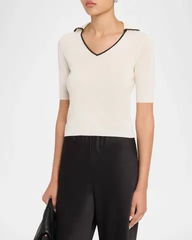 Vince Tipped Elbow-Sleeve Knit Top | Thumbnail 4 Vince Tipped Elbow-Sleeve Knit Top | Thumbnail 4