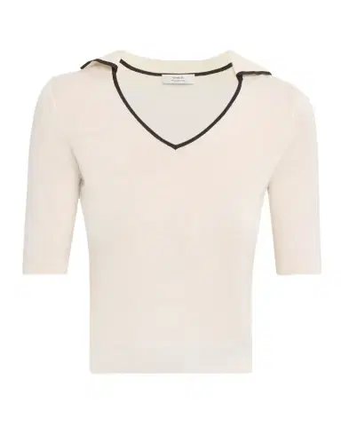 Vince Tipped Elbow-Sleeve Knit Top | Thumbnail 1 Vince Tipped Elbow-Sleeve Knit Top | Thumbnail 1