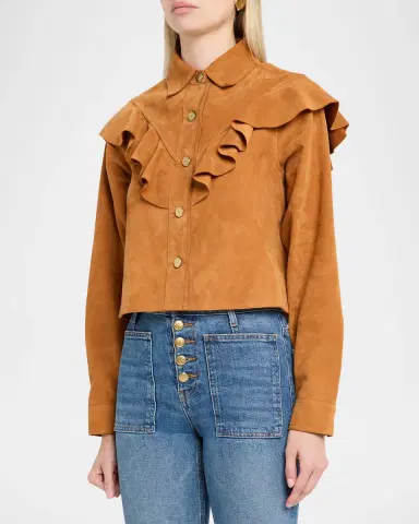 Ulla Johnson Matilde Ruffle Suede Jacket | Thumbnail 4