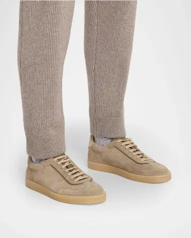 Brunello Cucinelli Men's Suede T-Toe Low-Top Sneakers | Thumbnail 2 Brunello Cucinelli Men's Suede T-Toe Low-Top Sneakers | Thumbnail 2