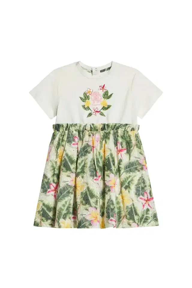 Roberto Cavalli Dress With Broderie Anglaise And Printed Skirt