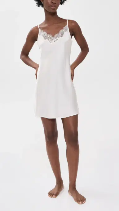 Petite Plume Silk ace Slip Dress White | Thumbnail 5
