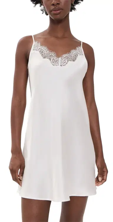 Petite Plume Silk ace Slip Dress White | Thumbnail 1