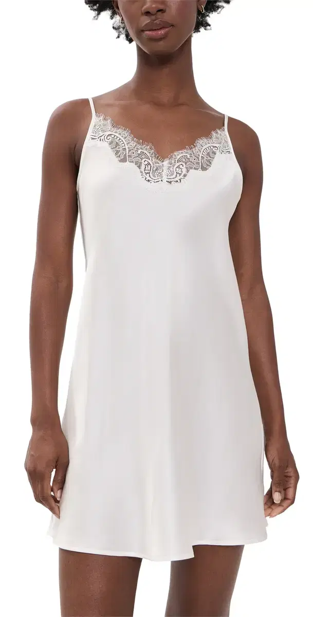 Petite Plume ilk Lace lip Dress White