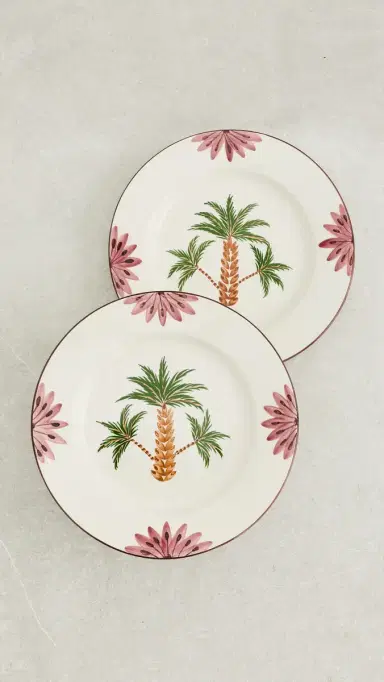 LES OTTOMANS Hand Painted Tree Ceramic Dinner Plate Set | Thumbnail 2