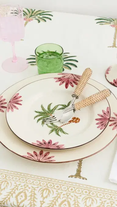 LES OTTOMANS Hand Painted Tree Ceramic Dinner Plate Set | Thumbnail 3