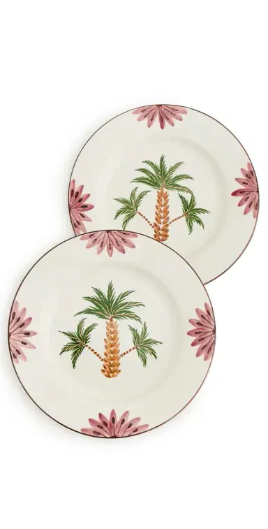 LES OTTOMANS Hand Painted Tree Ceramic Dinner Plate Set | Thumbnail 1