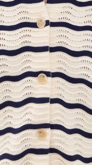 La Ligne Oversized Short Sleeve Shirt Cream/Navy L | Thumbnail 6