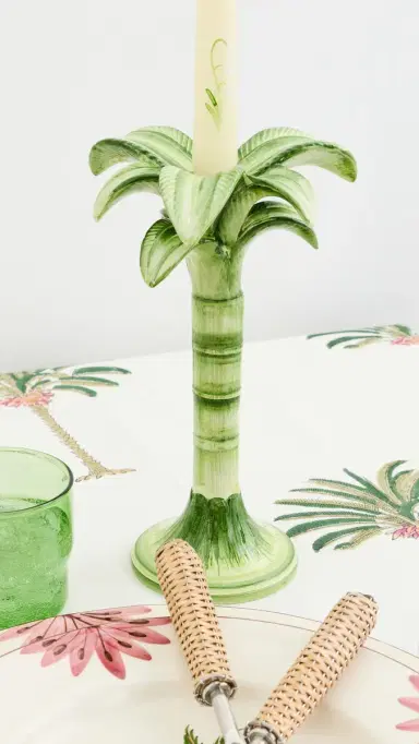 LES OTTOMANS Green Palm Candlestick Holder Green One Size | Thumbnail 3 LES OTTOMANS Green Palm Candlestick Holder Green One Size | Thumbnail 3