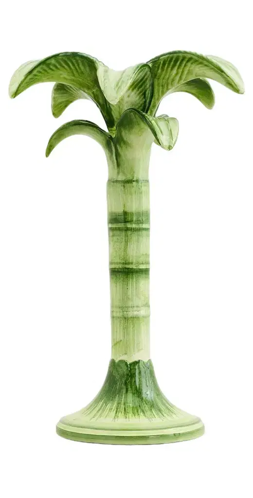 LES OTTOMANS Green Palm Candlestick Holder Green One Size