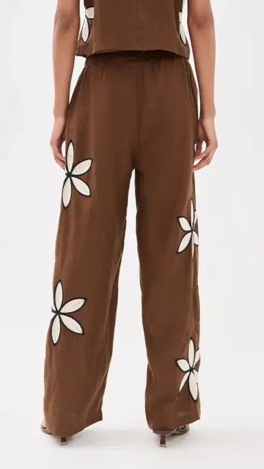 RAILS Emmie inen Pants Cocoa Floral Embroidery | Thumbnail 3 RAILS Emmie inen Pants Cocoa Floral Embroidery | Thumbnail 3