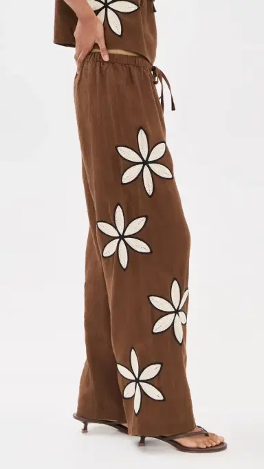 RAILS Emmie inen Pants Cocoa Floral Embroidery | Thumbnail 4 RAILS Emmie inen Pants Cocoa Floral Embroidery | Thumbnail 4
