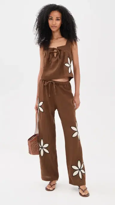 RAILS Emmie inen Pants Cocoa Floral Embroidery | Thumbnail 5 RAILS Emmie inen Pants Cocoa Floral Embroidery | Thumbnail 5