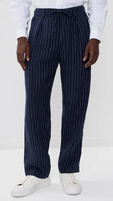 Polo Ralph Lauren Original Label Striped Linen Pleated Relaxed Pants Navy White | Thumbnail 2 Polo Ralph Lauren Original Label Striped Linen Pleated Relaxed Pants Navy White | Thumbnail 2