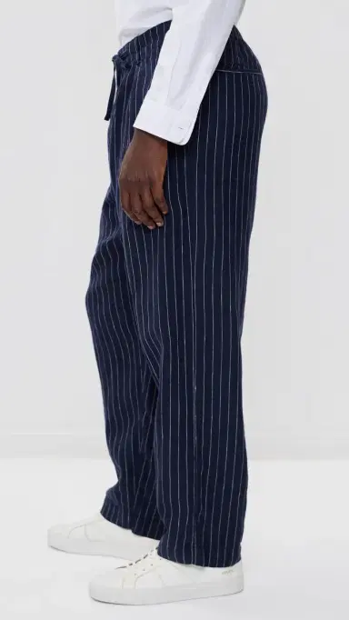 Polo Ralph Lauren Original Label Striped Linen Pleated Relaxed Pants Navy White | Thumbnail 4 Polo Ralph Lauren Original Label Striped Linen Pleated Relaxed Pants Navy White | Thumbnail 4