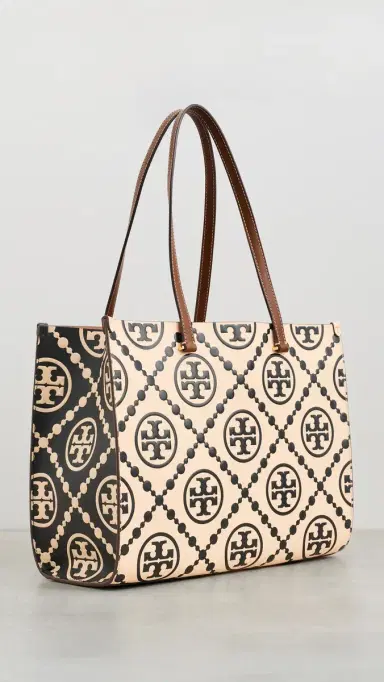 Tory Burch T Monogram Contrast Embossed Tote Black/White One Size | Thumbnail 5