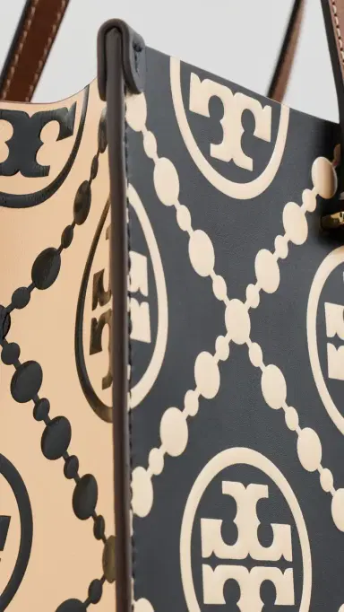 Tory Burch T Monogram Contrast Embossed Tote Black/White One Size | Thumbnail 6