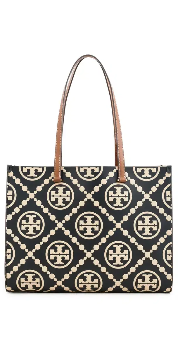Tory Burch T Monogram Contrast Embossed Tote Black/White One Size