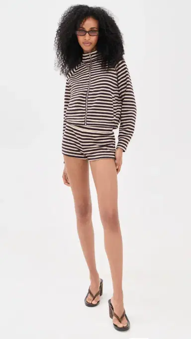 LIONESS Bloom Knit Jacket Beige Chocolate Stripe | Thumbnail 5 LIONESS Bloom Knit Jacket Beige Chocolate Stripe | Thumbnail 5