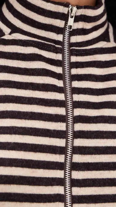 LIONESS Bloom Knit Jacket Beige Chocolate Stripe | Thumbnail 6 LIONESS Bloom Knit Jacket Beige Chocolate Stripe | Thumbnail 6