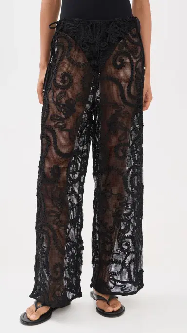 Ganni Embroidered Net Tie Trousers | Thumbnail 2 Ganni Embroidered Net Tie Trousers | Thumbnail 2