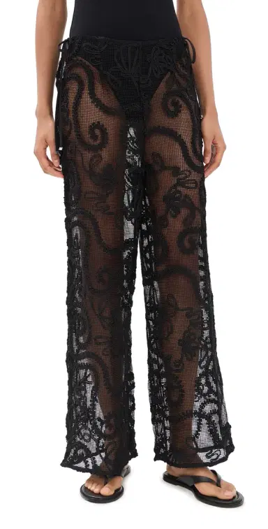Ganni Embroidered Net Tie Trousers | Thumbnail 1 Ganni Embroidered Net Tie Trousers | Thumbnail 1