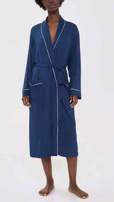 Eberjey Gisele Long Robe Navy/Ivory | Thumbnail 2