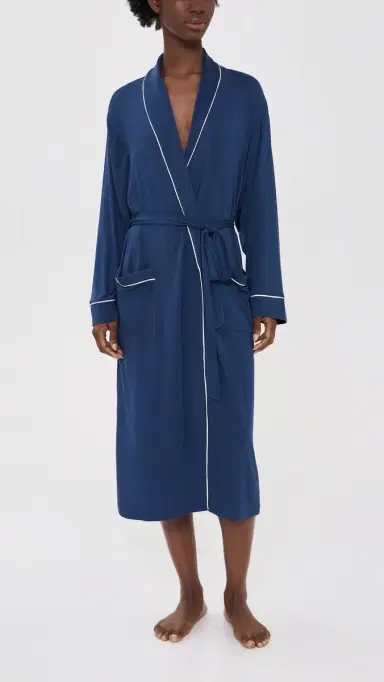 Eberjey Gisele Long Robe Navy/Ivory | Thumbnail 5