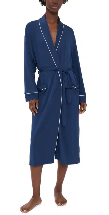 Eberjey Gisele Long Robe Navy/Ivory | Thumbnail 1