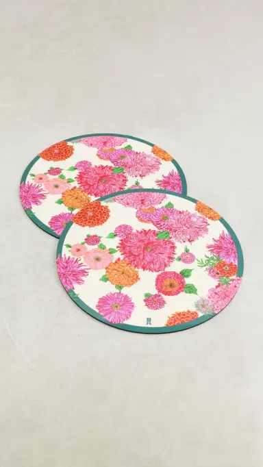 La DoubleJ Disk Placemats Set of 2 Bright Blooms One Size | Thumbnail 2