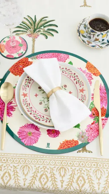 La DoubleJ Disk Placemats Set of 2 Bright Blooms One Size | Thumbnail 3