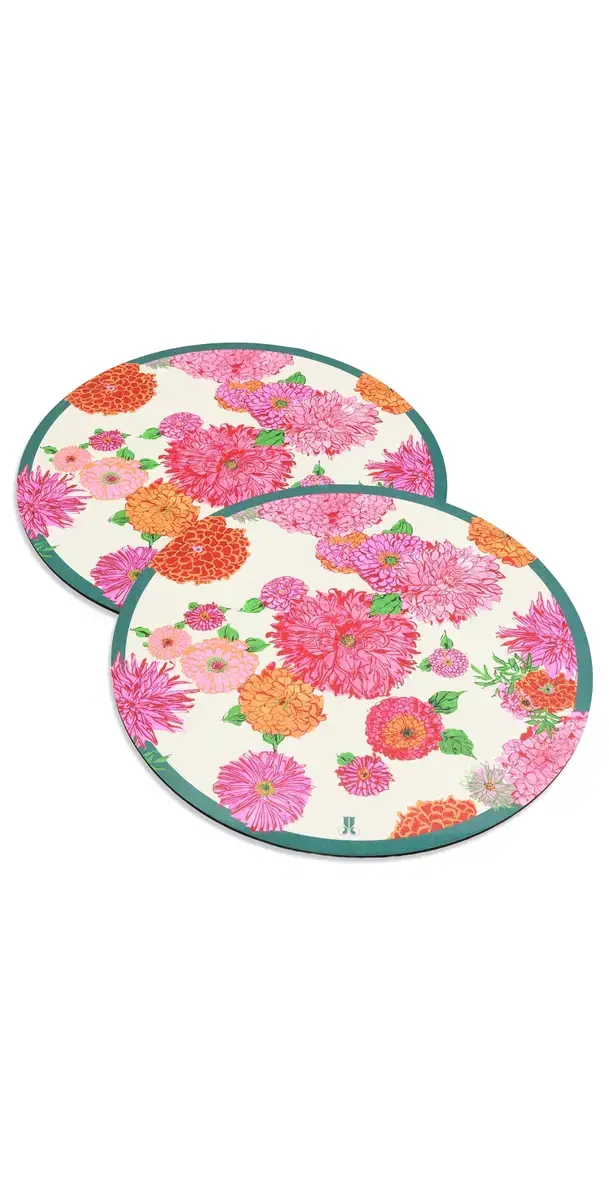La DoubleJ Disk Placemats Set of 2 Bright Blooms One Size