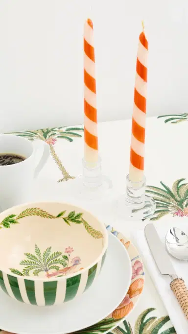 Les Ottomans Striped Candles Set Orange/White One Size | Thumbnail 3