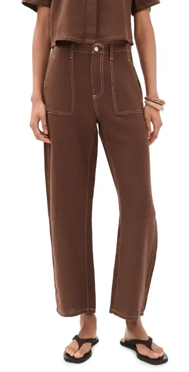Le Jean Mid Rise Linen Utility Barrel Pants | Thumbnail 1 Le Jean Mid Rise Linen Utility Barrel Pants | Thumbnail 1