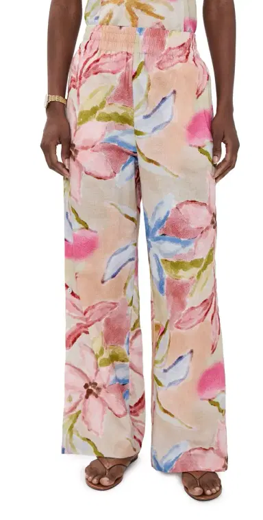 Little Lies Gardenia inen Pants Print | Thumbnail 1
