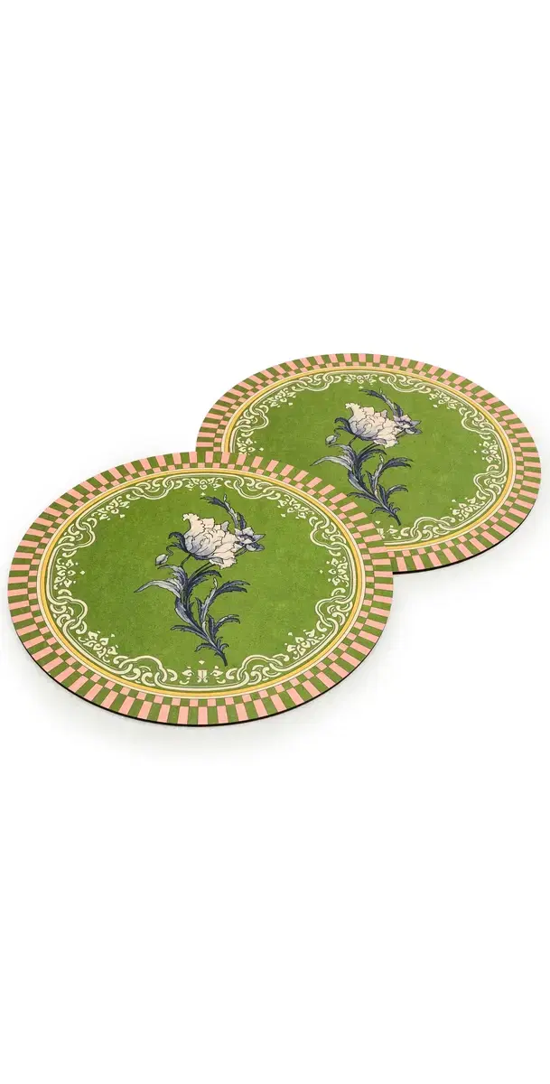 La DoubleJ Set of 2 Disk Placemats Nymph Bloom One Size