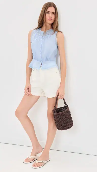 Alex Mill Collette Top In Ramie Hydrangea | Thumbnail 5 Alex Mill Collette Top In Ramie Hydrangea | Thumbnail 5