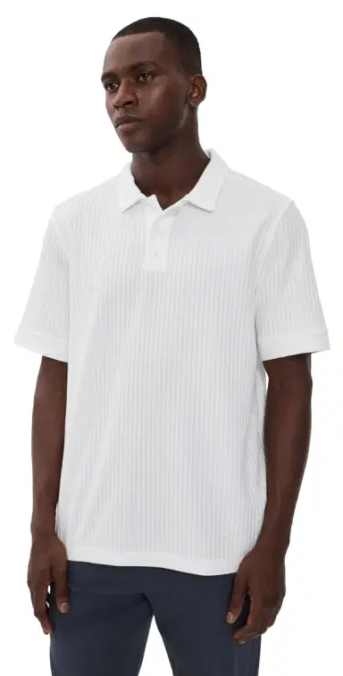 Rhone Casual Seersucker Polo Top White Onyx | Thumbnail 1