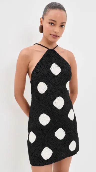 SIMONMILLER Kit Crochet Mini Dress Black/acadamia Polka Dot | Thumbnail 2 SIMONMILLER Kit Crochet Mini Dress Black/acadamia Polka Dot | Thumbnail 2