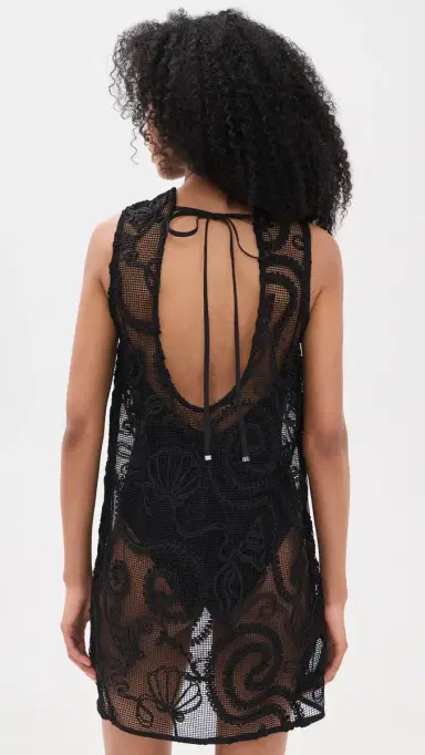 Ganni Embroidered Net Boxy Mini Dress | Thumbnail 3
