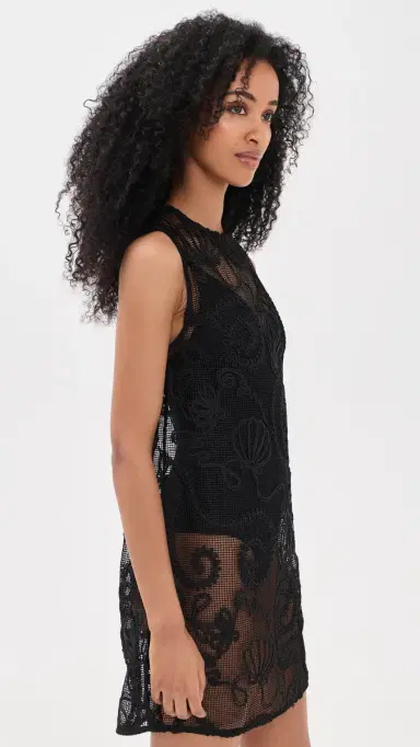 Ganni Embroidered Net Boxy Mini Dress | Thumbnail 4
