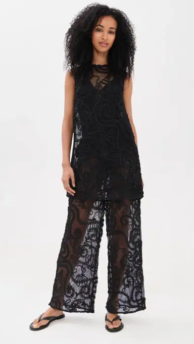 Ganni Embroidered Net Boxy Mini Dress | Thumbnail 5